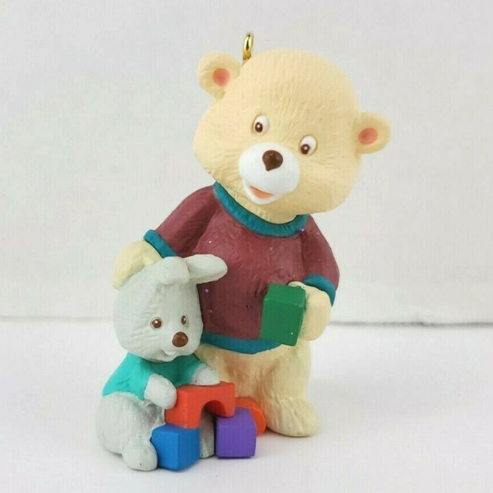 Hallmark Keepsake Ornament Teddy Bear with Rabbit "Child Care Giver" 1996